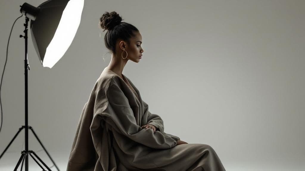 Un portrait photographique en noir et blanc d'une femme, où l'éclairage latéral met en valeur les traits de son visage.